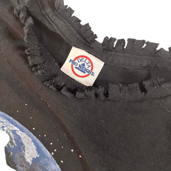 Retro Astronaut Cat T-Shirt, Fringed, Black, Size Large Funky Cat-Lover Space - Picture 3 of 10